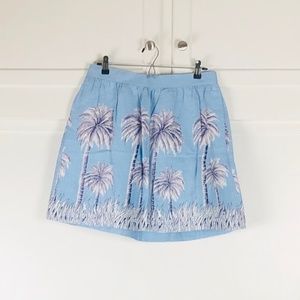 J. Crew Palm Tree Print Full Skirt size 8 Like New